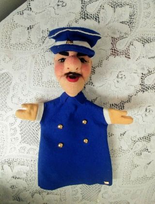 Vintage Kersa Soft Sculpture Hand Puppet Cop Made In Germany W/tag On Base