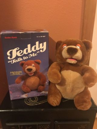 Vintage 1988 Teddy Talk Plush Talking Bear - Radio Shack - W/ Box