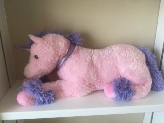 Large Jumbo Pink Purple Plush Unicorn Stuffed Shiny Horn 24 " 2012 Best Made Toys