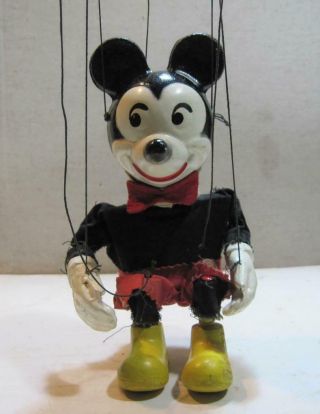 Vintage 1940s Walt Disney Mickey Mouse Marionette Composition String Puppet 2