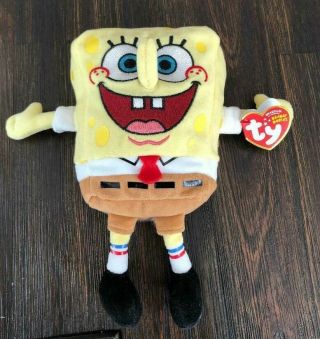 2010 Ty Sponge Bob Square Pants 8 " Beanie Plush Toy Embroidered Face - With Tag