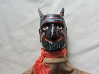 Antique 1900 - 1920 ' s Carved Wood DEVIL Hand Puppet Kasper Punch & Judy,  German 3