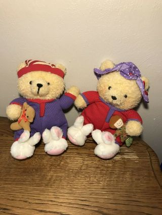 Hallmark Crayola Storybook Friends Hunky & Dorie Bears Plush Bedtime Pjs 10”