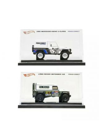 Period Correct X Hot Wheels Set Mercedes G Class Land Rover Defender 110 In Hand