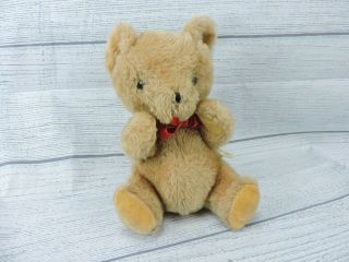 Vintage Eden Teddy Bear Musical Wind Up Plush 9 " Brown Stuffed Animal Red Bow