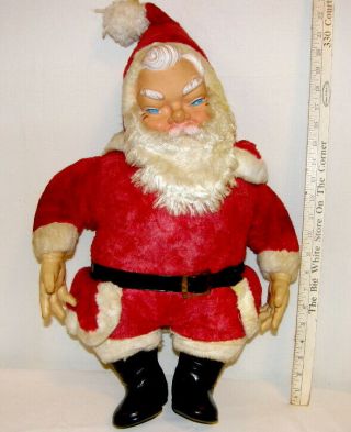 Vintage Rushton Rubber Face Plush Stuffed Santa Claus Christmas