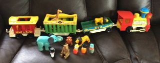 Fisher Price Little People Vintage 991 Circus Train Set 4 Cars Animals Figures