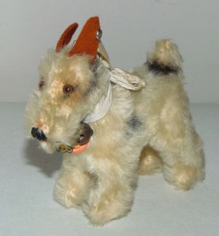 Vintage Mohair Steiff Dog Foxy Fox Terrier Button