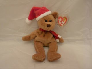 1997 Ty Beanie Babies Brown Plush Holiday Bear Style 4200 W/tags (8 ")