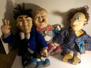Vintage Three 3 Stooges 22 " Curly,  Moe And Larry Dolls 1996 Tv Pals Tags Spumco