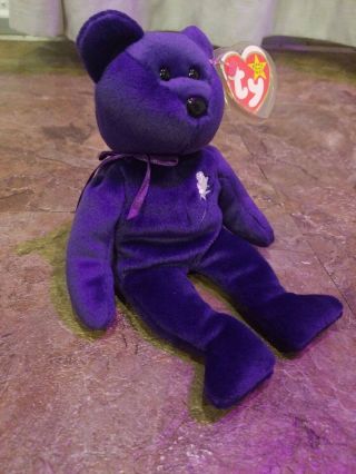 PRINCESS DIANA Rare “No Space” 1st Edition Purple Bear 1997 Ty Beanie Baby 3