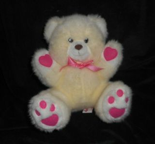 8 " Vintage Russ Berrie Happie Teddy Bear Pink Heart Stuffed Animal Plush Toy