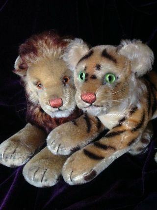 Vintage Steiff Mohair Lion & Tiger Friends For Steiff/ Teddy Collector
