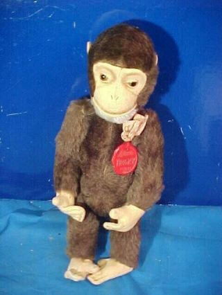 Vintage Schuco Germany Stuffed Tricky Monkey Toy W Orig Tags Extra
