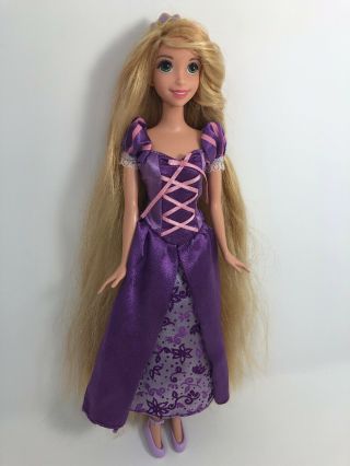 Disney Store Tangled Rapunzel Doll Princess Sparkly Purple Dress Long Blonde