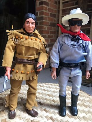 Vintage Lone Ranger & Tonto 10” Action Figures 1970’s Toy