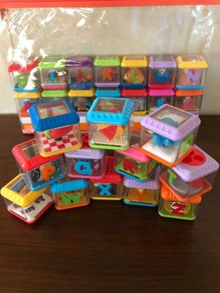 26 Fisher Price Peek A Boo Alphabet Blocks Letters A To Z Complete Set Bag Abc