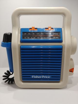 1984 Fisher Price Vintage Am Fm Radio With Microphone Sign Along With The Radio