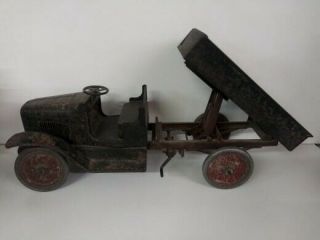 Rare Antique Buddy L Pressed Steel Chain Dump Truck 1920s 25 " Old Toy