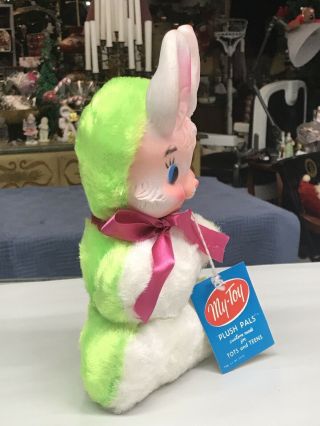 My Toy Rubber Vinyl Face Bunny Plush 1964 Easter Rabbit Ribbon Vintage VGUC 2