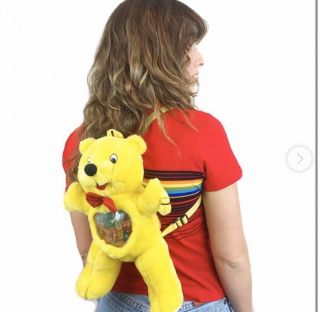 Vintage 90s Yellow Haribo Plush Gummy Bear Teddy Bear Backpack Toy 2