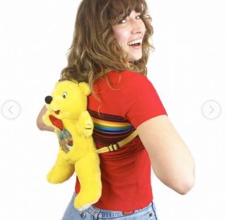 Vintage 90s Yellow Haribo Plush Gummy Bear Teddy Bear Backpack Toy 3