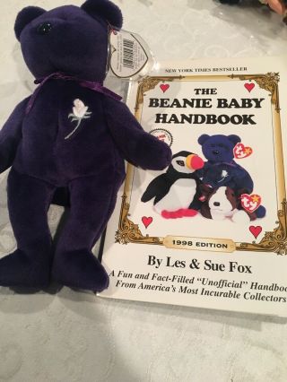 1st Edition Princess (diana) Bear 1997 Ty Beanie Baby With Collectors Book