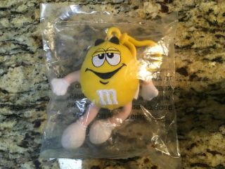 M&m Yellow Character Face Plush Key Chain Clip 4’ Candy Brand Chocolate Novelty