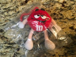 M&m Red Character Face Plush Key Chain Clip 4’ Candy Brand Chocolate Novelty