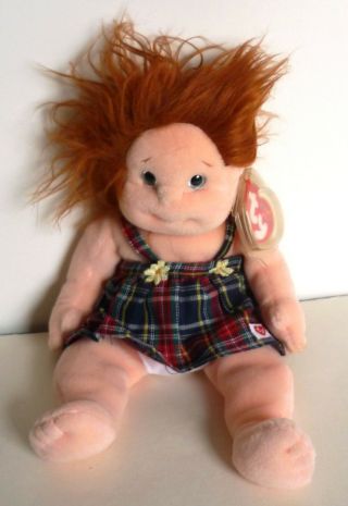 Ty Beanie Kids - Ginger 2000 10 " Plush Girl Doll Wearing A Plaid Romper Dress