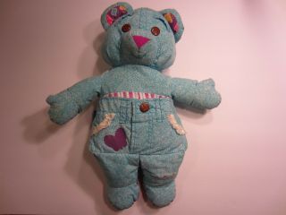 Vtg 90s Doodle Bear By Tyco: Blue Denim Teddy Bear Vintage Plush Toy 16”