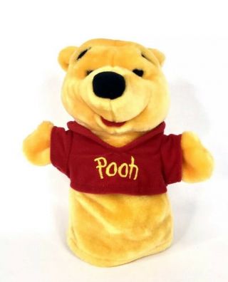 Vtg Walt Disney Winnie The Pooh Bear Plush Hand Puppet Mattel Arcotoys Red Shirt