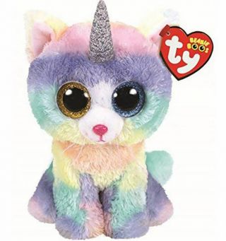 Ty Beanie Boos Heather The Horned Cat With Horn With Heart Tags