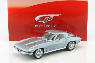 Gt Spirit 1963 Chevrolet Corvette Sting Ray Coupe Silver Blue Gt183 1:12