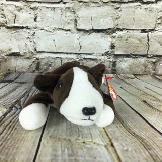 Ty Beanie Baby Bruno Terrier Dog 8.  5 " Long Beanbag Stuffed Plush W/ Heart Tag