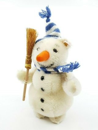 Cute Steiff 670695 Snowman With Broom 20 Cm Limited Piece German Bear Serie 2001