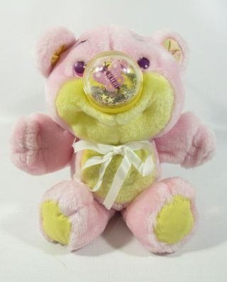 Plush Vintage Playskool Nosy Bear Pink Yellow With Butterfly In Nose 80 
