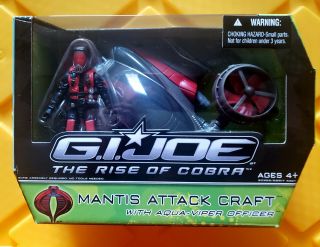 G.  I.  Joe Roc Mantis Attack Craft And Aqua - Viper With Red Mask - Nib