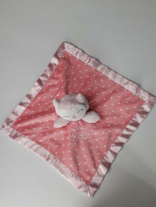 Cloud Island Target Owl Baby Security Blanket Lovey Pink White Polka Dot Satin