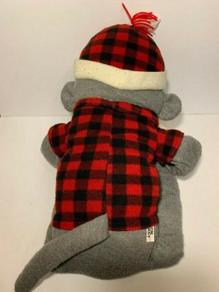 38” Dandee Sock Monkey Plush Large Giant Oversize Stuffed Animal Red plaid shirt 3
