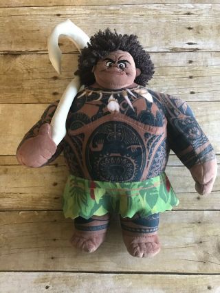 Disney Moana Maui Demigod W/ Fishhook 13 " Tall Plush Stuffed Doll Soft Toy