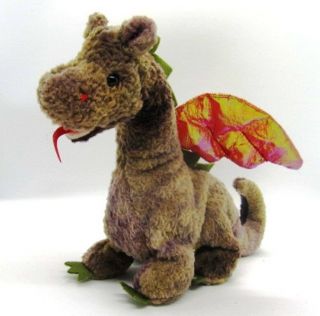 Ty Scorch The Dragon With Ty - Dyed Curly Fabric & Crinkly Opalescent Wings Retire