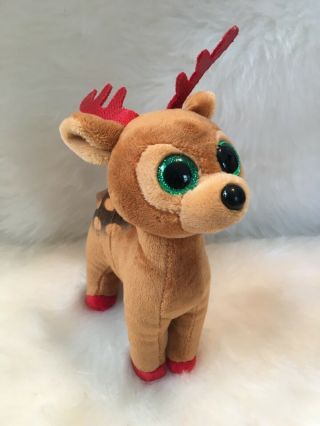 Tinsel 2017 Ty Beanie Baby 6 " Christmas Reindeer Glitter Eyes