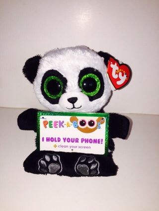 Ty Poo Panda 3 1/2 " Peek - A - Boos Smart Phone Holder - With Tag In Hand