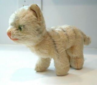 Vintage Steiff Mohair Standing White Jointed Neck Tiger Cat Germany