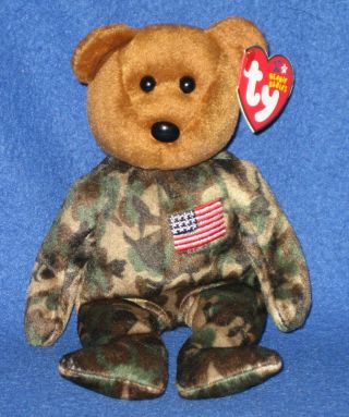 Ty Hero The Usa Bear Beanie Baby - Flag On Chest - With Tags