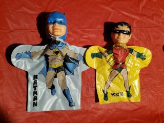 1966 Ideal Toy Corp.  Batman And Robin Hand Puppets