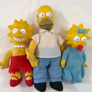 Vintage Simpsons Family Dolls 1990 Burger King Homer Lisa Maggie Plush
