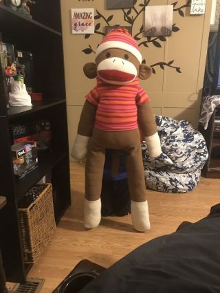 Giant Jumbo 48” Maxx The Sock Monkey Oversize Boy Stuffed Animal Dan Dee Good