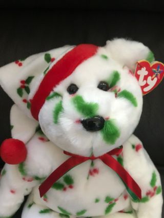 Ty - Beanie Buddy 1998 Holiday Teddy Bear PRISTINE Tags 2